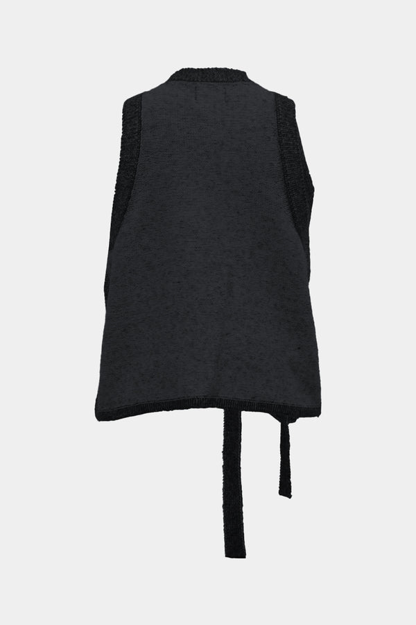 Low-gauge Half-cardigan St-vest (WK325-LVE02-CHARCOAL)