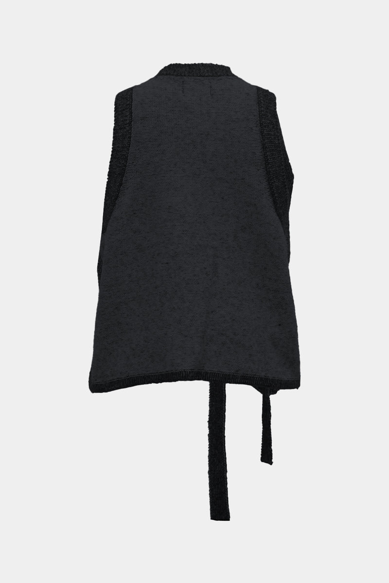 Low-gauge Half-cardigan St-vest (WK325-LVE02-CHARCOAL)