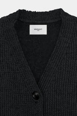 Low-gauge Half-cardigan St-vest (WK325-LVE02-CHARCOAL)