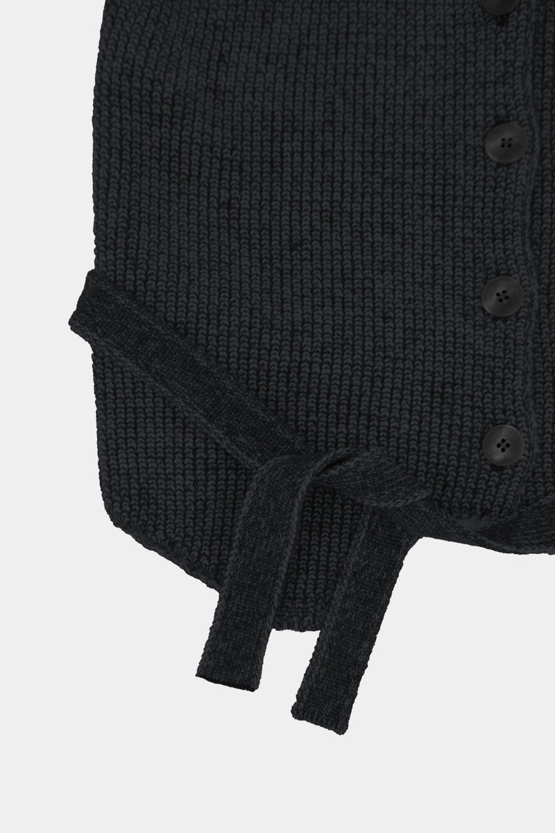 Low-gauge Half-cardigan St-vest (WK325-LVE02-CHARCOAL)