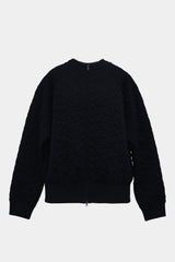 Flower Knit Quilt PO Zip-cardigan (WK325-LPO03-DARK NAVY)