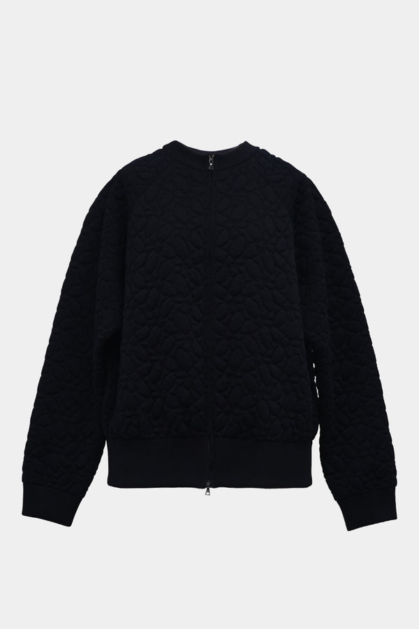 Flower Knit Quilt PO Zip-cardigan (WK325-LPO03-DARK NAVY)