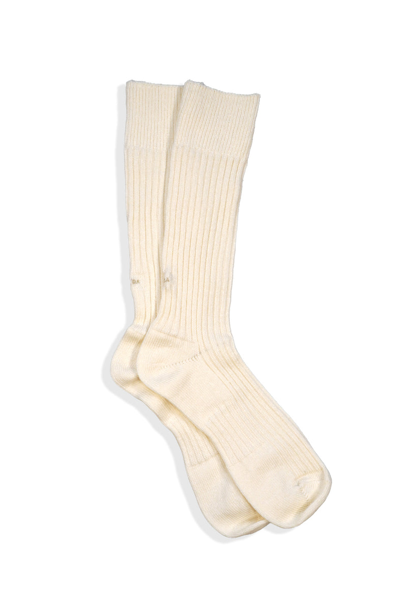 Wool Linen Long Rib Socks (UM501-MSO02) / OFF WHITE