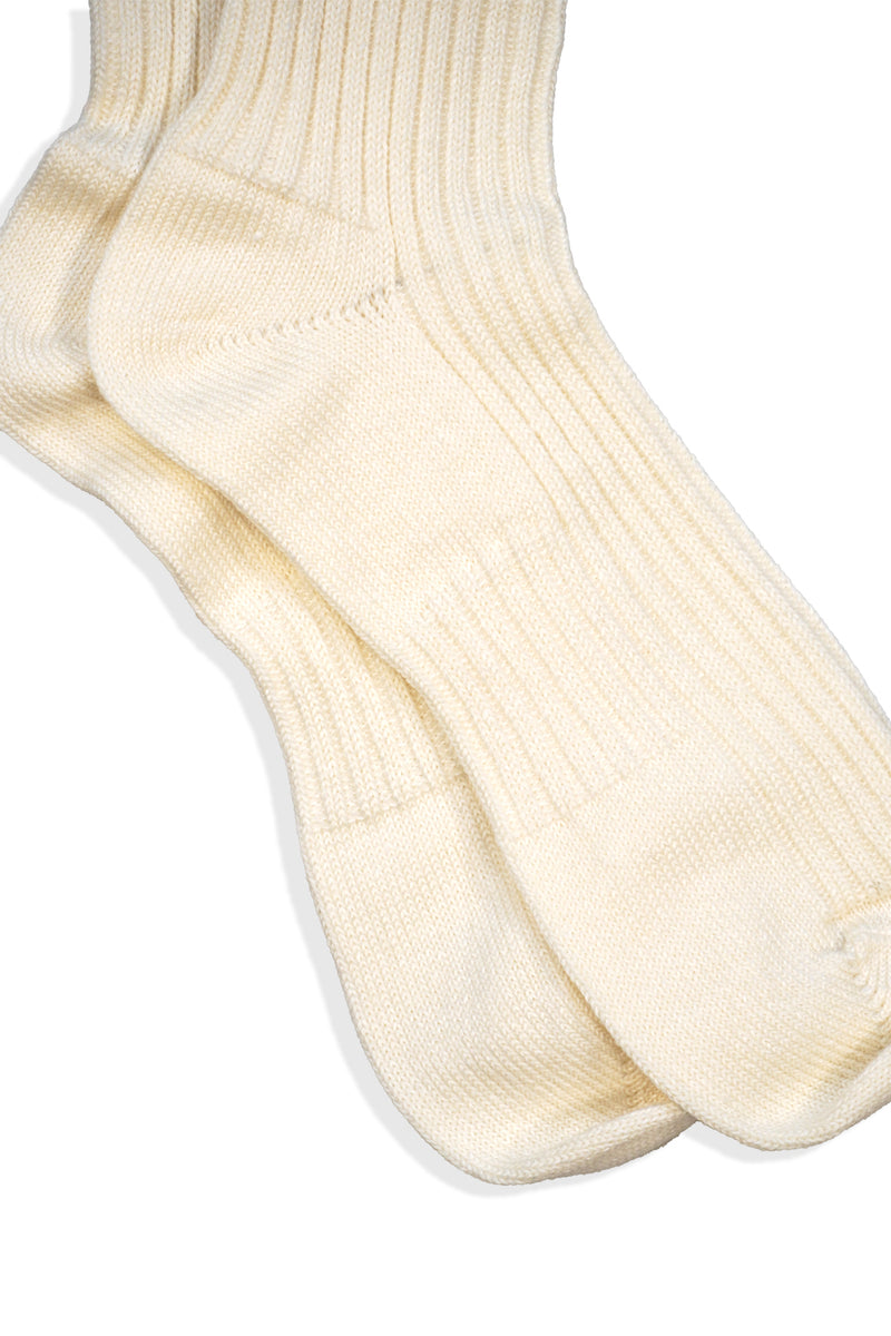 Wool Linen Long Rib Socks (UM501-MSO02) / OFF WHITE