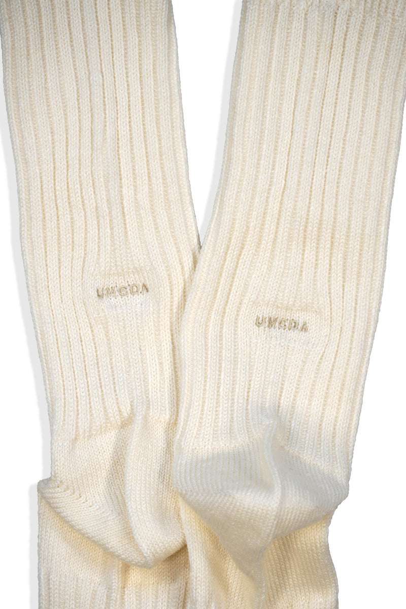 Wool Linen Long Rib Socks (UM501-MSO02) / OFF WHITE