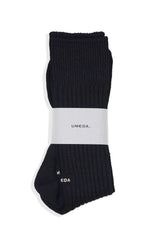 Wool Linen Long Rib Socks (UM501-MSO02) / BLACK