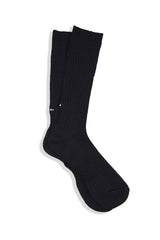 Wool Linen Long Rib Socks (UM501-MSO02) / BLACK