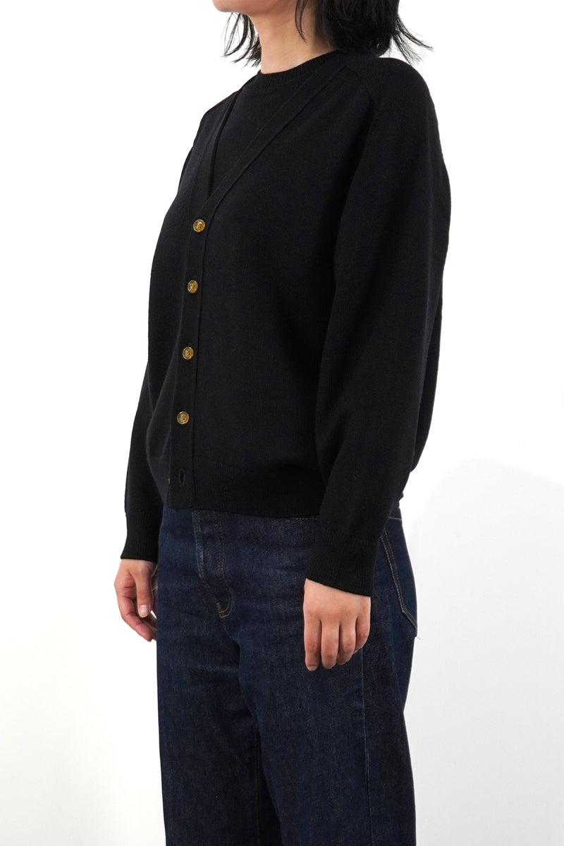 7GG V NECK CARDIGAN (UM302-UCD07-BLK)