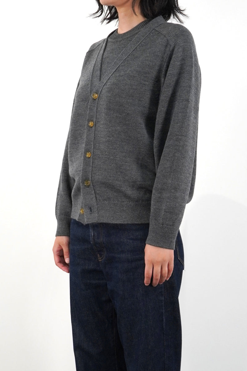 7GG V NECK CARDIGAN (UM302-UCD07-GRY)