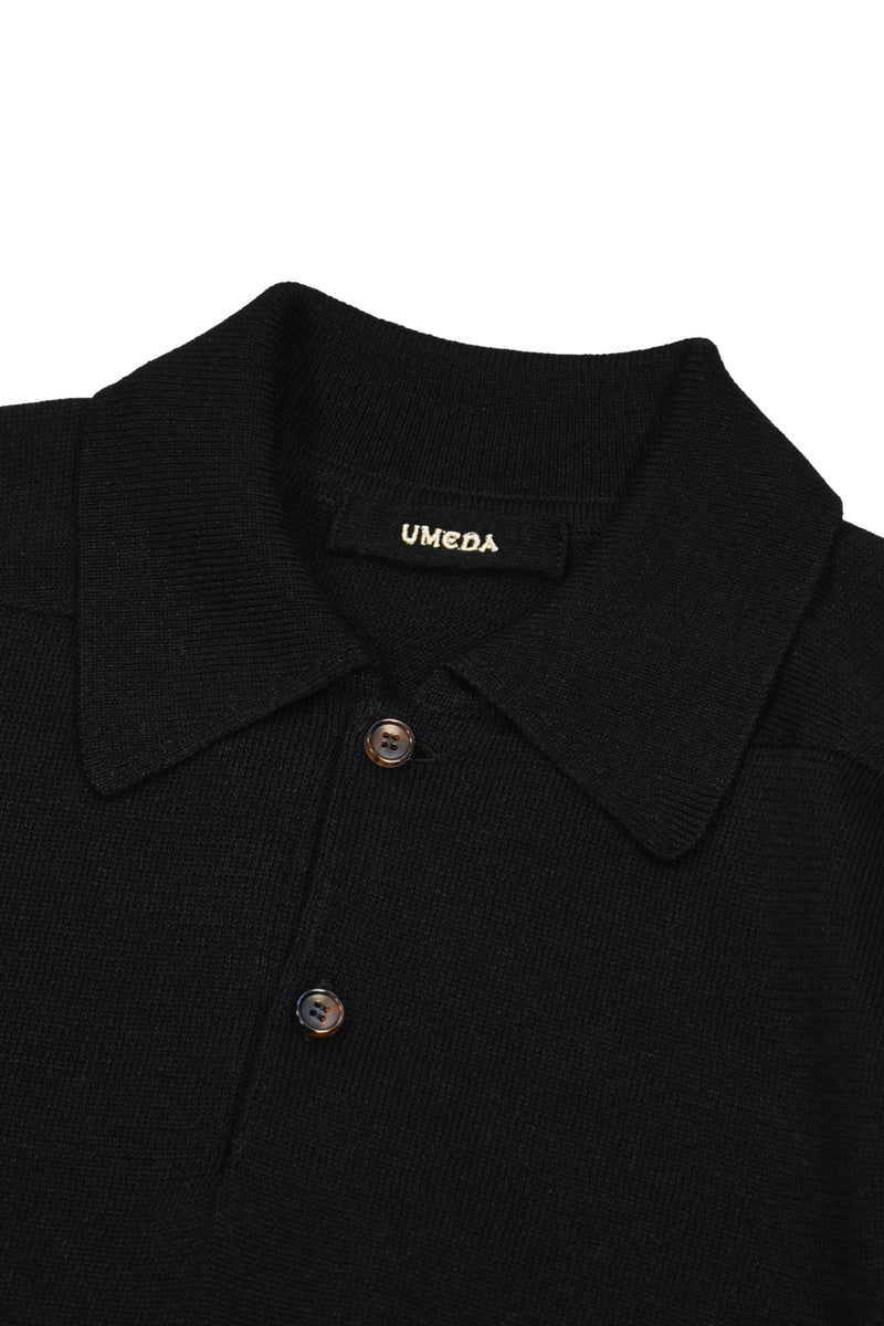 12GG Wool Linen Polo-Shirt (UM101-UPS12) / BLACK