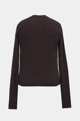 High-gauge Crew-neck Rib Cardigan (WK325-LCD01-BROWN)