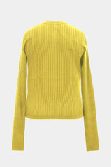 High-gauge Crew-neck Rib Cardigan (WK325-LCD01-YELLOW)
