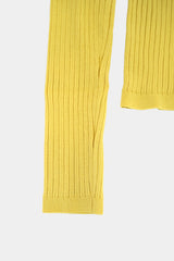 High-gauge Crew-neck Rib Cardigan (WK325-LCD01-YELLOW)
