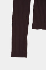 High-gauge Crew-neck Rib Cardigan (WK325-LCD01-BROWN)