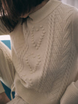 【WOMENS】 CASHMERE HEART CABLE PULLOVER