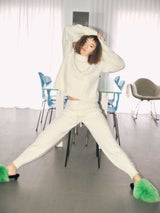 【WOMENS】 CASHMERE HEART CABLE PANTS