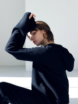 【WOMENS】 WIDE SLEEVE CASHMERE KNIT HOODIE