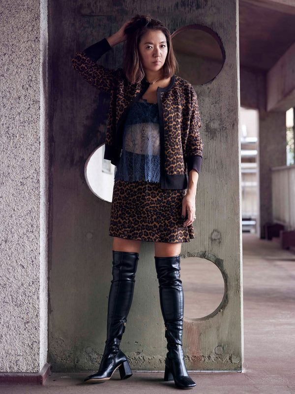 CASHMERE LEOPARD-PATTERN SKIRT (WK22C-SK01-49)